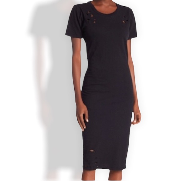 🆕Nordstrom’s ”Midnight” Distressed T-Shirt Dress - Picture 10 of 10